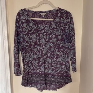 Lucky Brand Purple and Blue Floral Blouse